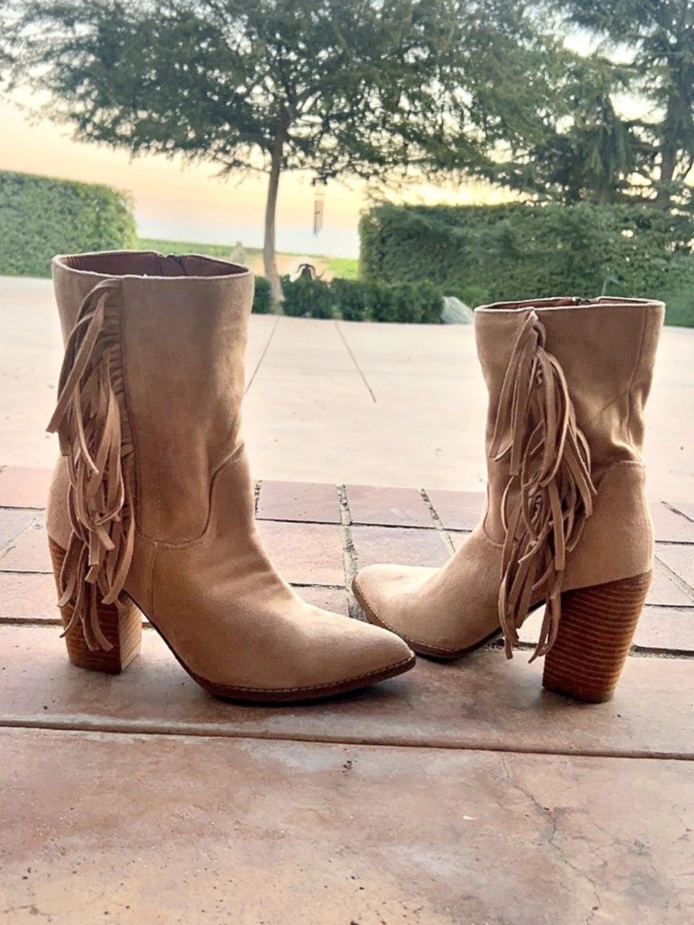 VICI Fringe Heeled Boots in Brown US 7.5